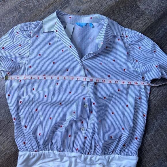 Draper James RSVP Patriotic Linen Blend Bodysuit-Size XL - Picture 6 of 8